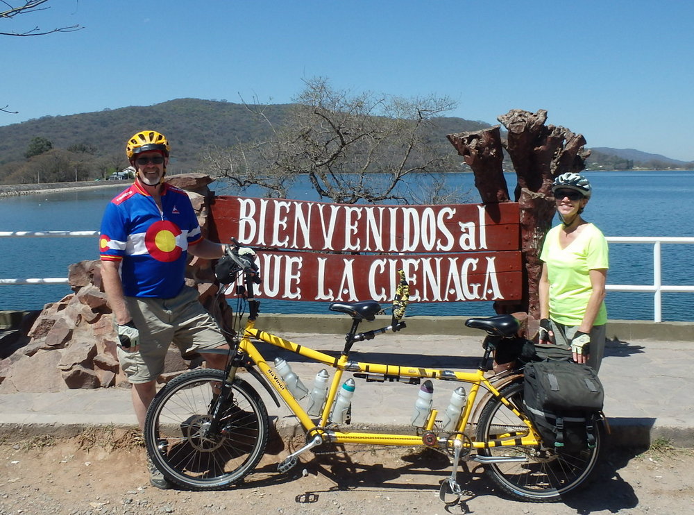 Dennis and Terry Struck with the Bee at Dique la Ci&eacute;nga in Jujuy, Argentina.